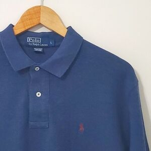 Polo by Ralph Lauren Men's Navy Long Sleeve Polo Shirt Large
